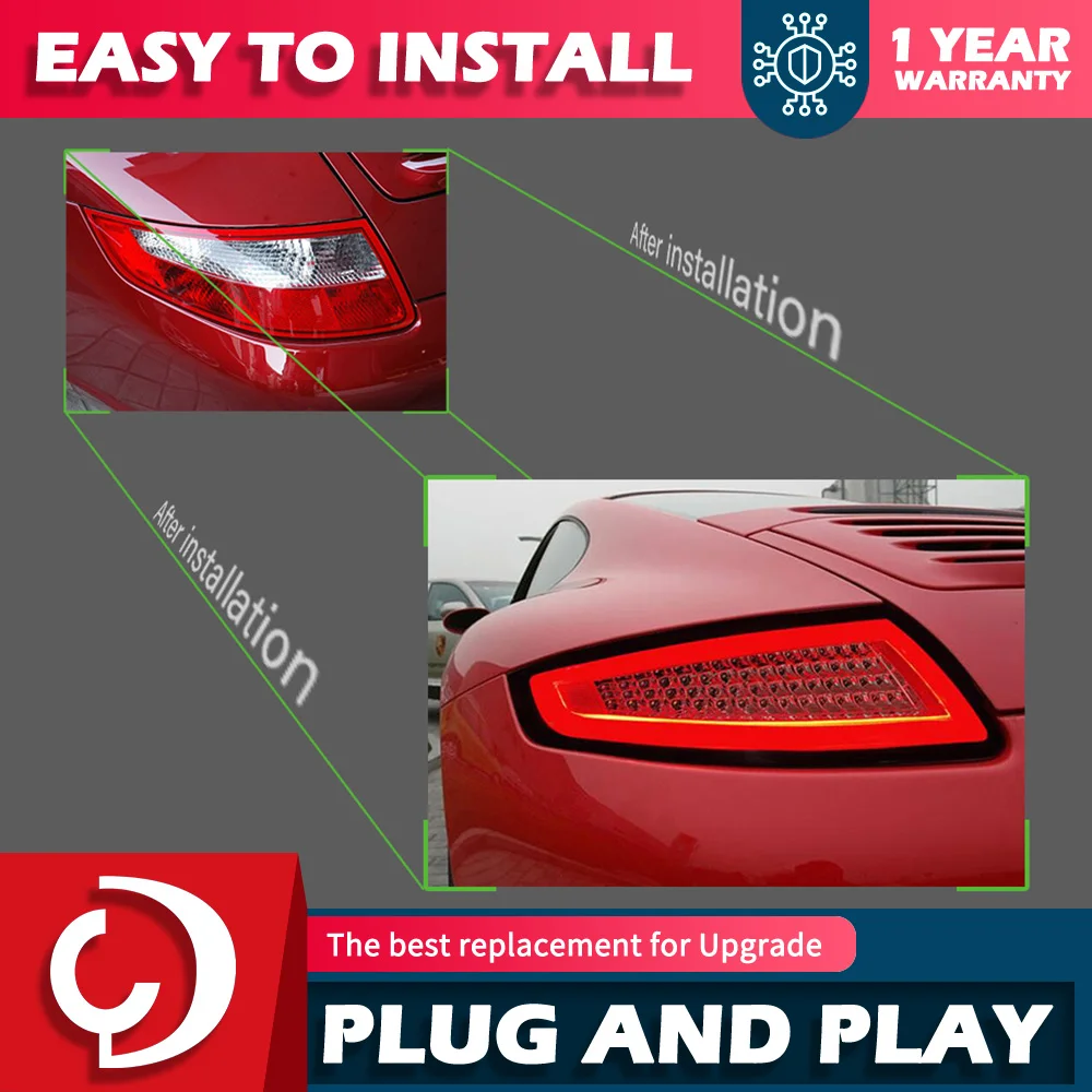 Car Styling for Porsche 997 Tail Lights 2005-2008 LED Dynamic Signal Tail Lamp LED Tail Light DRL Brake Reverse Auto Accessories