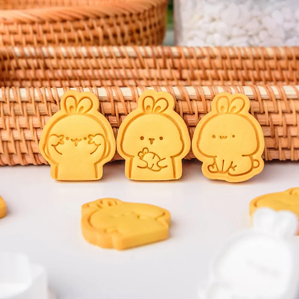 Cute Rabbit Cookie Plunger Cutter Cartoon Baking Mould Cookie Stamp Biscuit DIY Mold Fondant Cake Decorating Tools