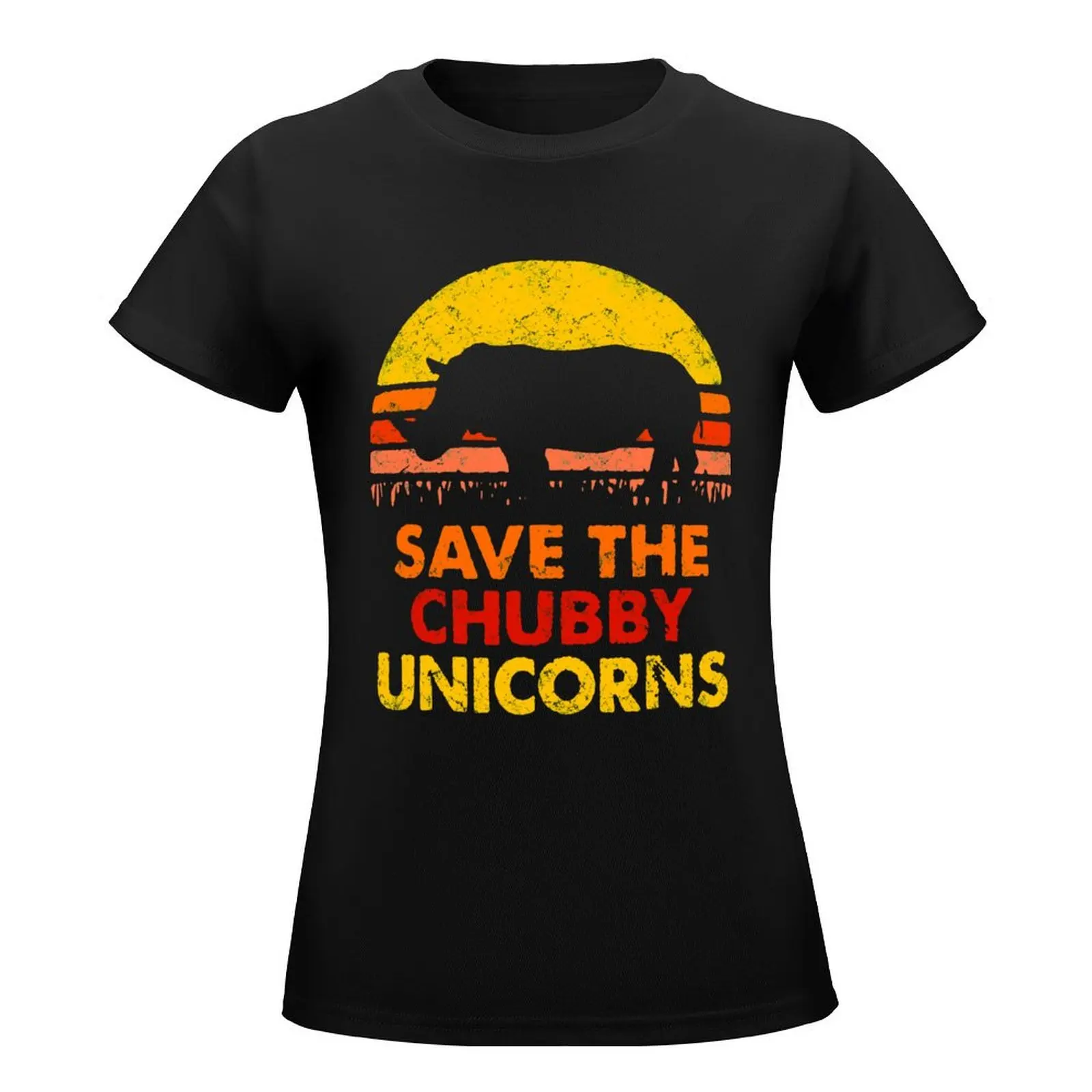 save the chubby unicorns vintage T-Shirt shirts graphic tees oversized Blouse aesthetic clothes rock and roll t shirts for Women