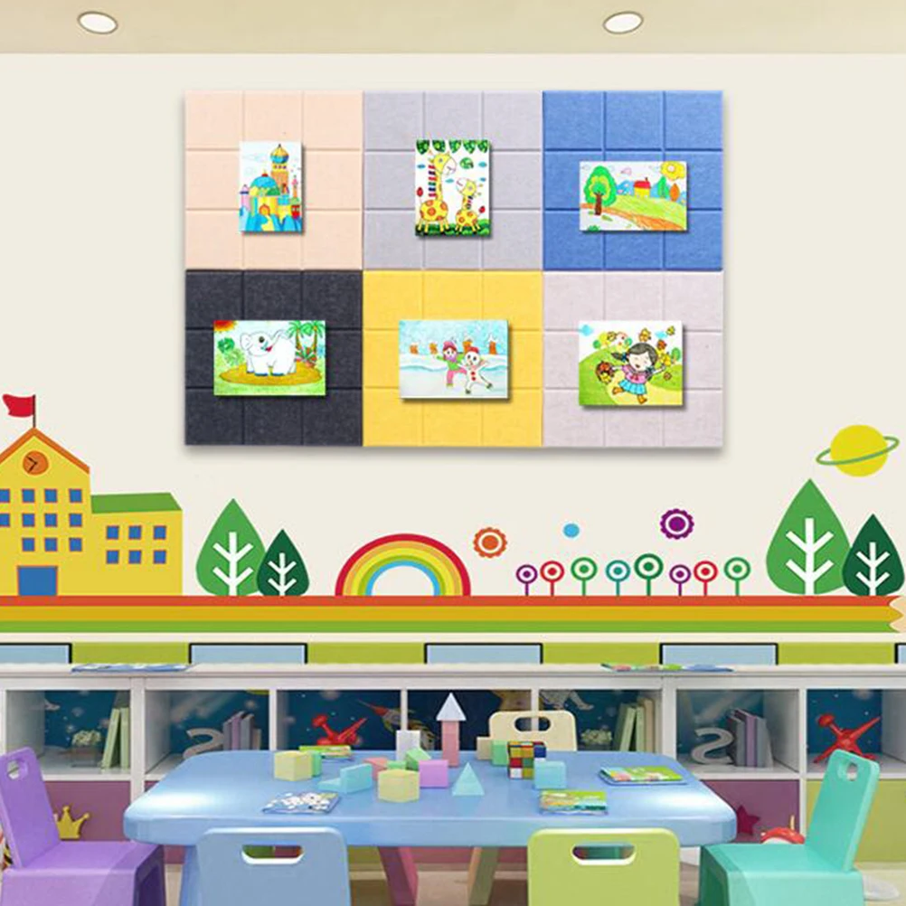 

Felt Wall Decoration 9 Grid Message Board Photo Display Square Artworks DIY Sticker Classroom Wall Thickening Durability