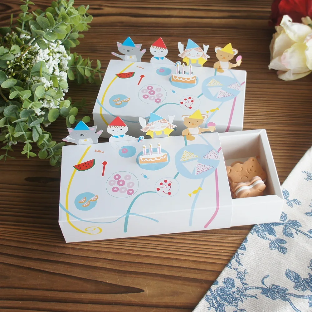 

10pcs Birthday Party Paper Box As Cookie Candy Sweet Candle Boxes Gift Packaging Party Use