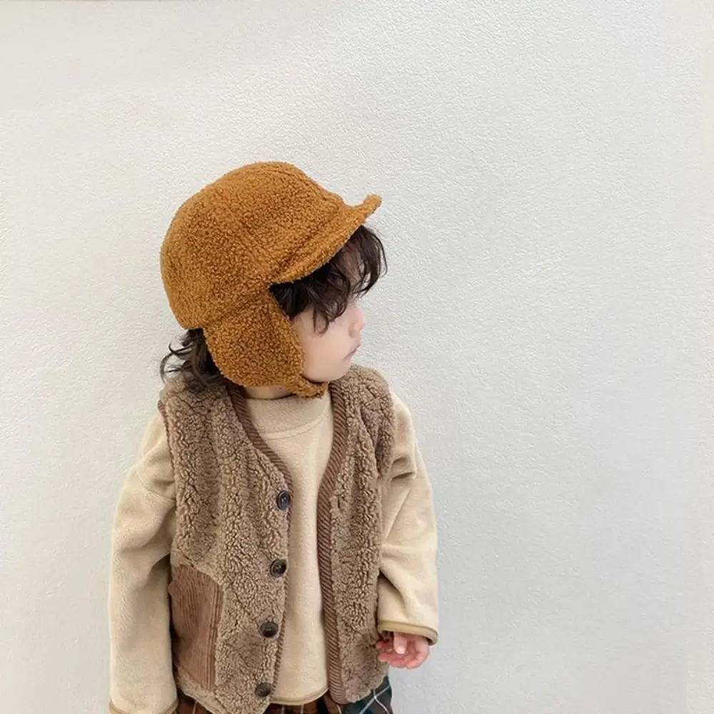 الموضة الكورية نمط الأطفال قبعة بيسبول حماية الأذن امبسوول الأطفال القبعات الدافئة يندبروف الدفء الطفل قبعة الشتاء