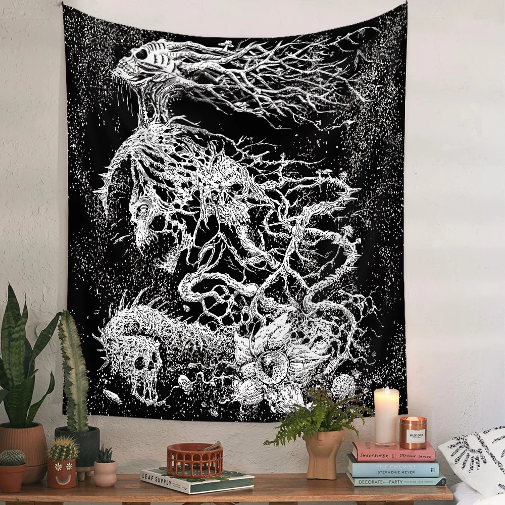 VIKAMA Cthulhu Style Twisted Roots Tapestry Dark Abstract Art Wall Hanging for Bedroom Gaming Room Gothic Decor