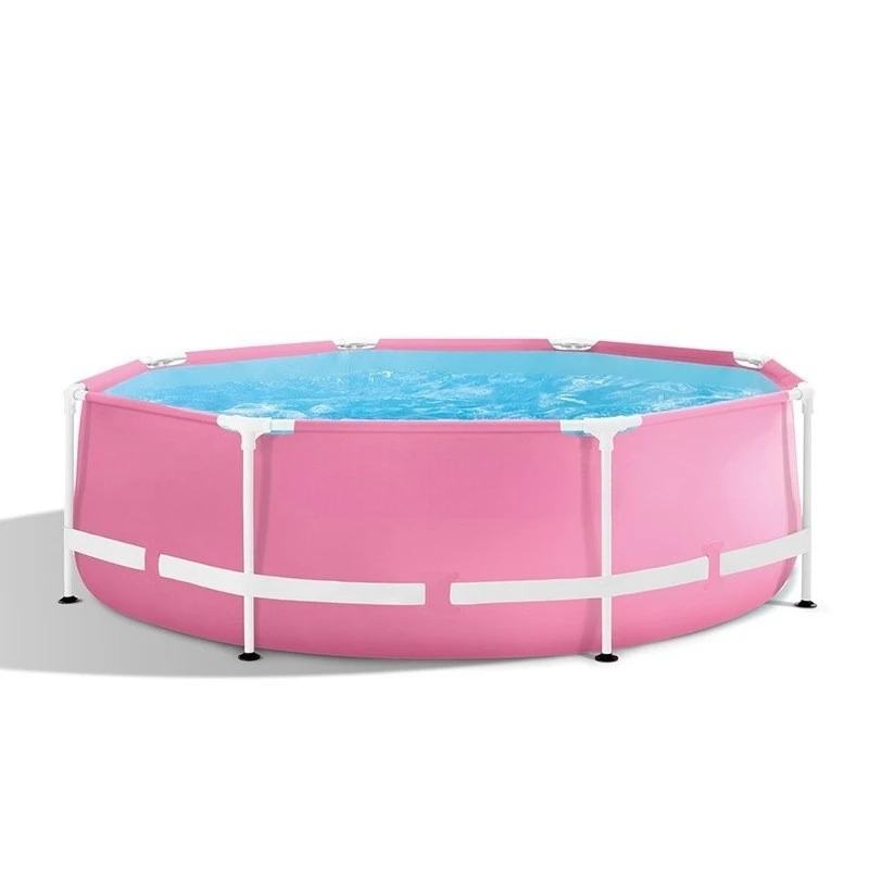 

244 x 76 cm High-quality Outdoor Pink Round Swimming Pool – A Simple, Easy-to-set-up Pool Ideal for Family Water Fun