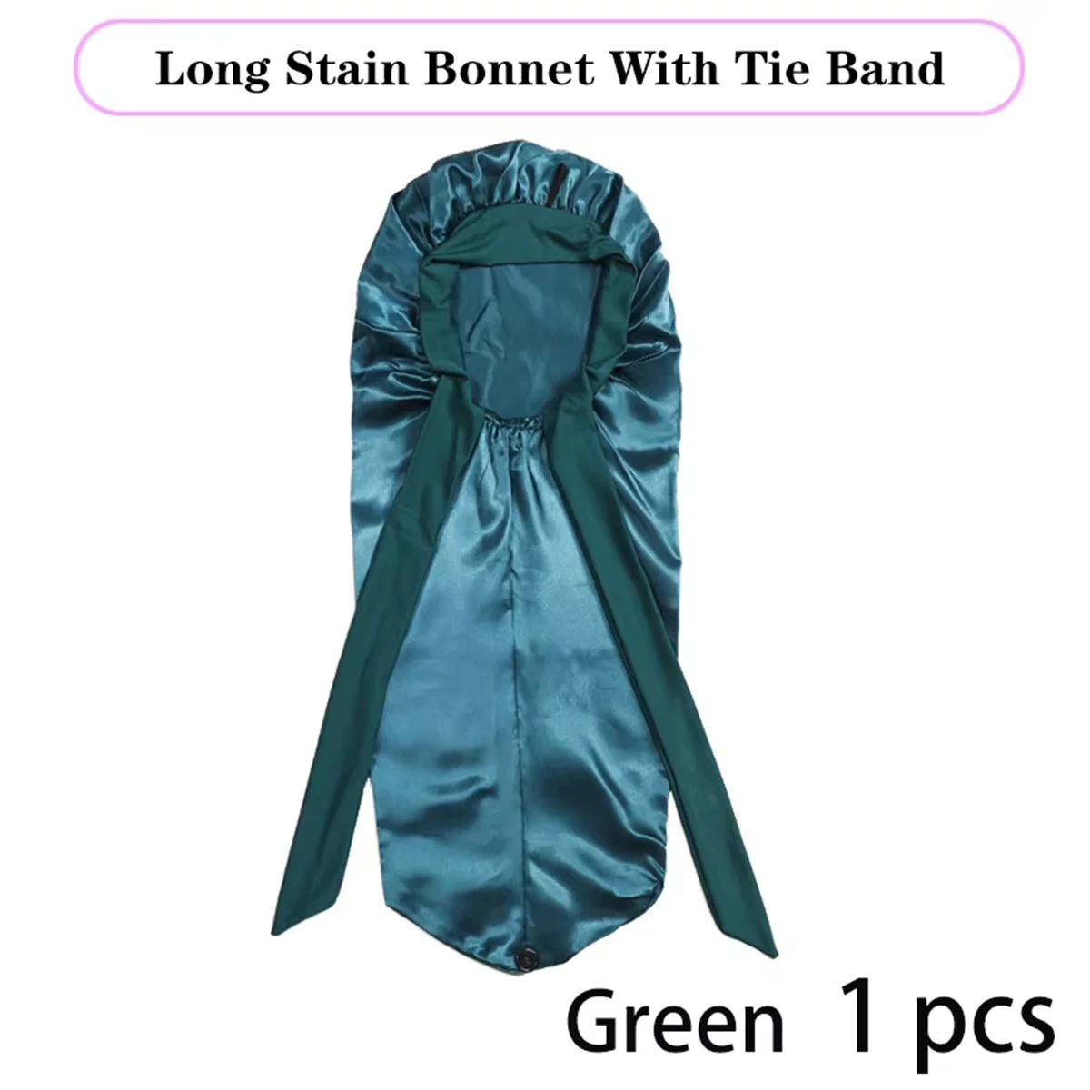 Zachte zijdeachtige lange satijnen motorkap voor natuurlijk haar en krullend haar Extra grote haarkap met stropdas voor comfortabele nachtrust 1 stuks