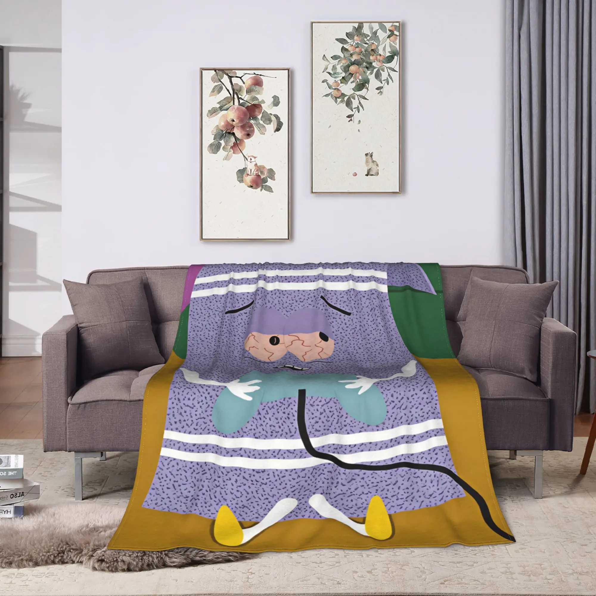South Cartoon Park Towelie Flannel Blanket  Warm Throw Blanket for Outdoor Airplane Travel Graphic Bedspread Sofa Bed Cover
