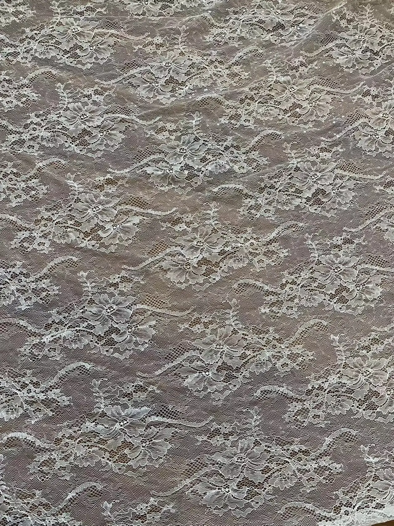 higher qualtiy lace ivory chantilly lace bridal wedding gown dress lace fabric sequins lace fabric sell by ayrd