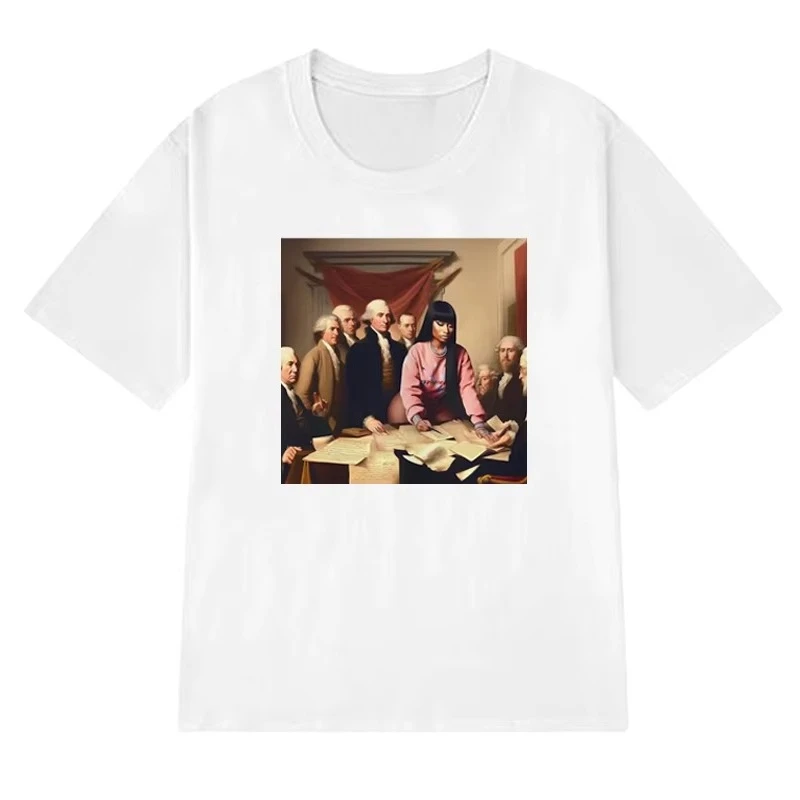 رائجة البيع نيكي ميناج الوردي الجمعة 2 الجرافيك تي شيرت الرجال النساء موضة تي شيرتات قصيرة الاكمام للجنسين المتضخم 100% الملابس القطنية