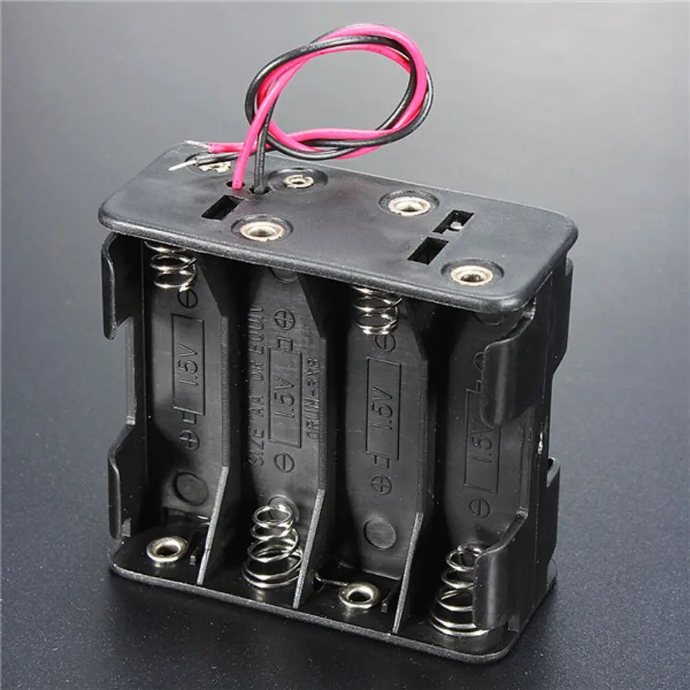 

with Wire Lead 8 AA Batteries Rechargeable Battery Box Battery Holder Box Battery Clip Slot Batteries Stack Battery Case