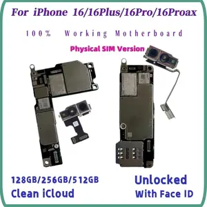 Bilashmart 100% Unlocked Motherboard iPhone 16 pro Max With Face ID Support iOS Update Logic Board Clean iCloud Mainboard SIM Version