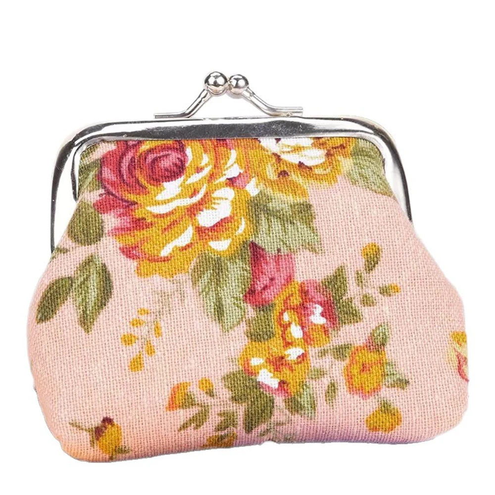 2025 Retro Canvas Roses Women Money Bag Fashion Lady's Buckle Coin Bag Cute little wallet Shopping Traveling Daily Use