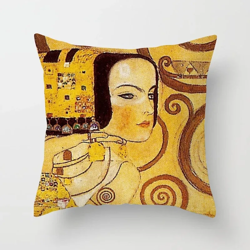 Portrait of Oil Painting Gustav Klimt Cushion Cover Tree of Life by Gustav Klimt Pillow Cover Decorative pillowcase For Sofa