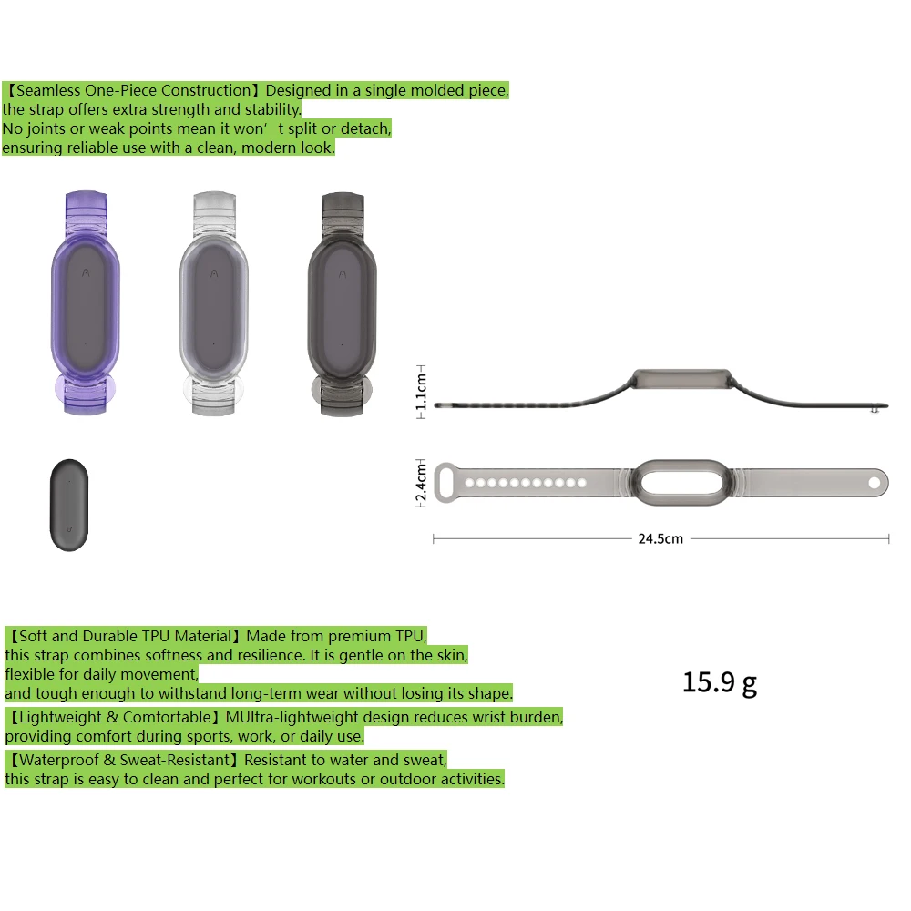 

TPU Integrated Watch Strap Case Suitable for PLAUD NotePin Voice Recorder Protective Anti-Scratch,Shockproof Protective Sleeve