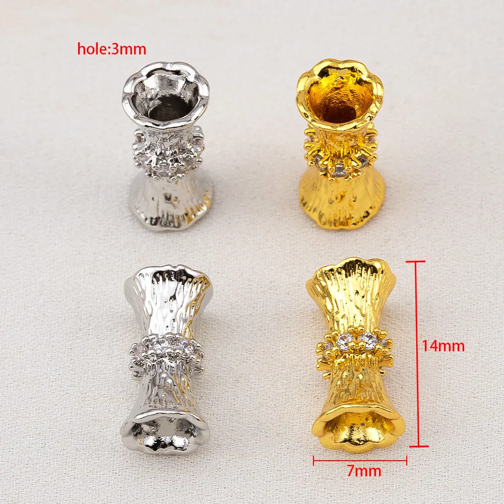 18K Gold Color Plated Brass Zircon Small waist bucket beads Separators For Beads DIY Breaclets Necklaces Jewelry Making Supplies