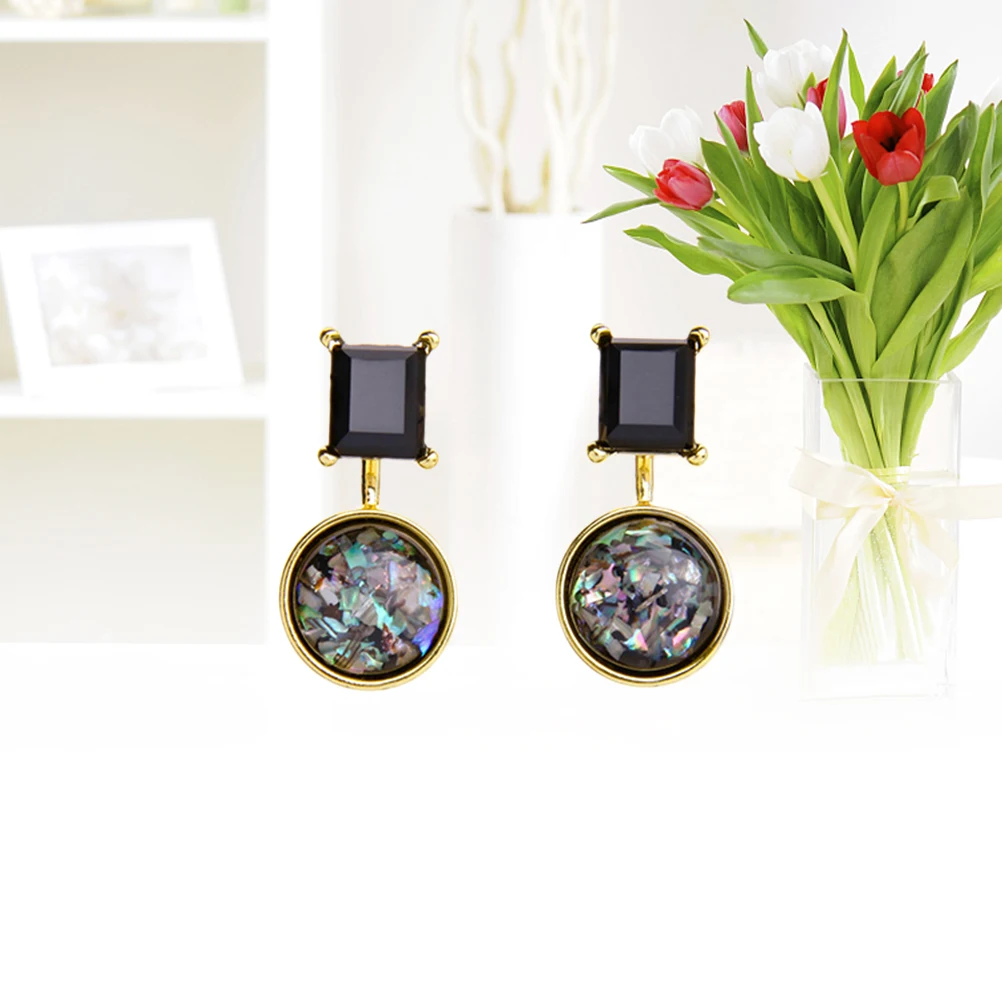 

Colorful Pendant Earrings Artificial Gemstone Geometric Stud Accessories Women Jewelry Alloy