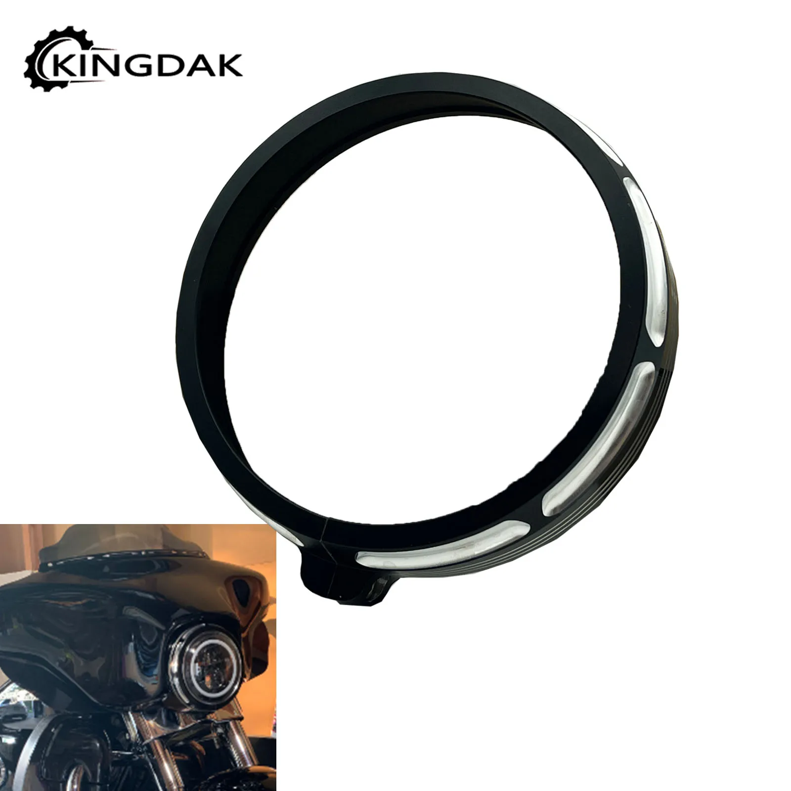 Motorcycle 7 Inch Burst Headlight Headlamp Trim Ring Aluminum For Harley Touring Street Glide Road King FLHR FLHX FLTXR 1996-up