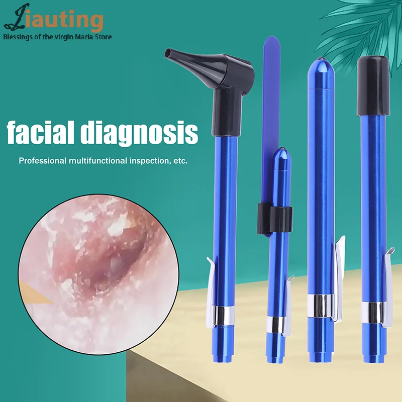 Mini Diagnostic Otoscope Kit Speculas Lens Led Light Flashlight Diagnostic Instrument Nurse Student Doctors Ear Care Tool