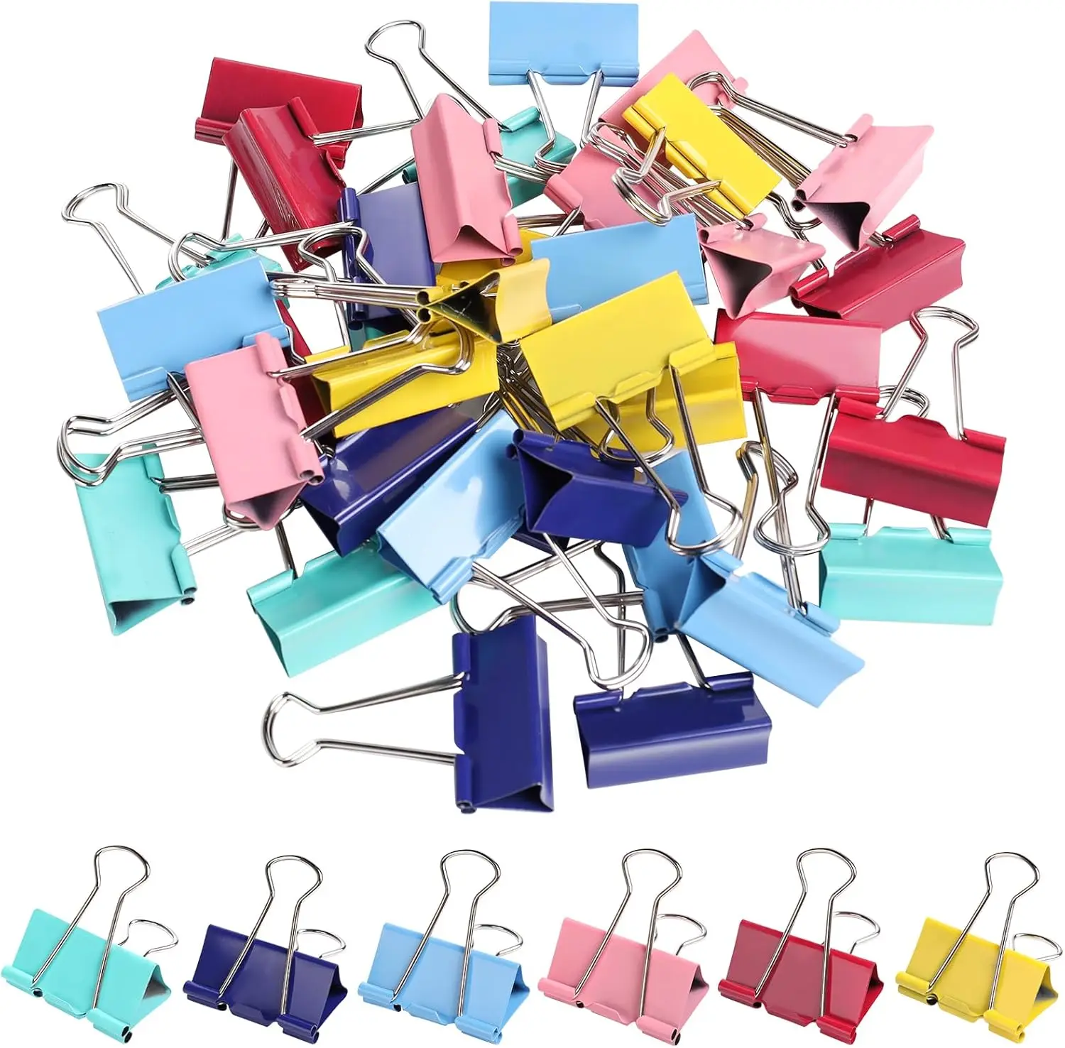 Large Binder Clips 1.6 Inch (36 pcs), Clamps Colored Big Binder Clips Paper Clamps for Office