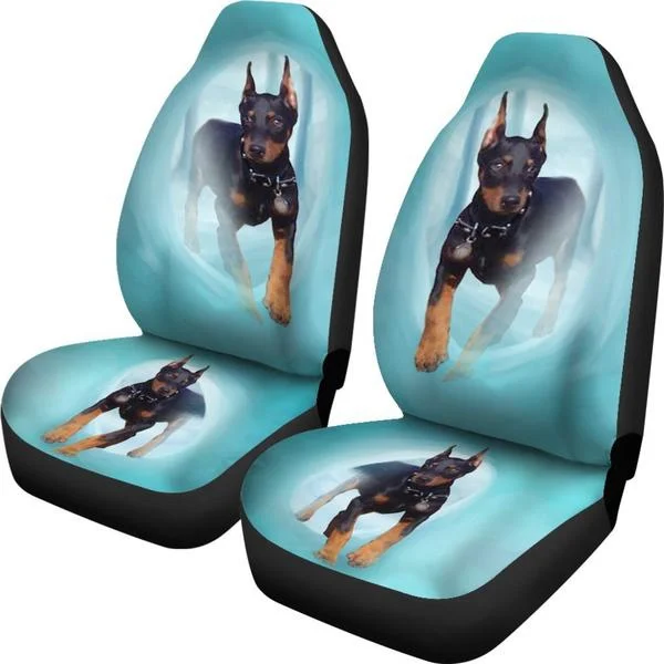 2pcs Doberman Pinscher Dog Print Car Seat Covers