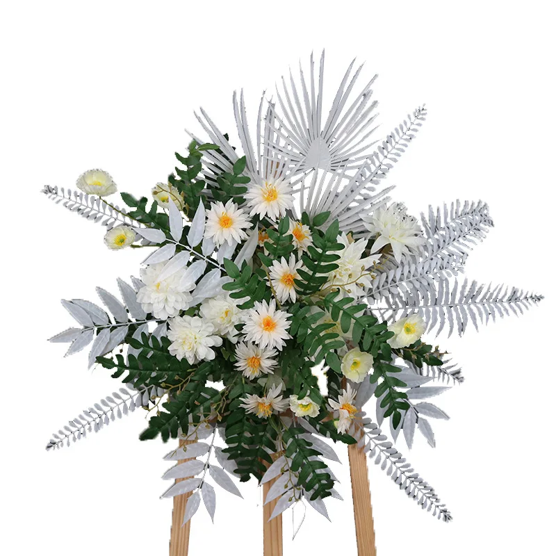 

Wedding green leaf, white flower pot silk road guide outdoor wedding ornament