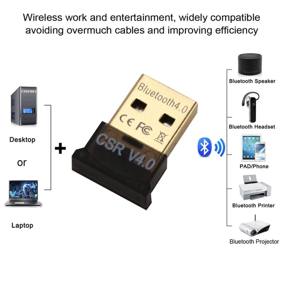 Adaptador USB Bluetooth 4,0 para ordenador, Dongle inalámbrico Bluetooth, adaptador USB Bluetooth 4,0 para PC, transmisor receptor Bluetooth