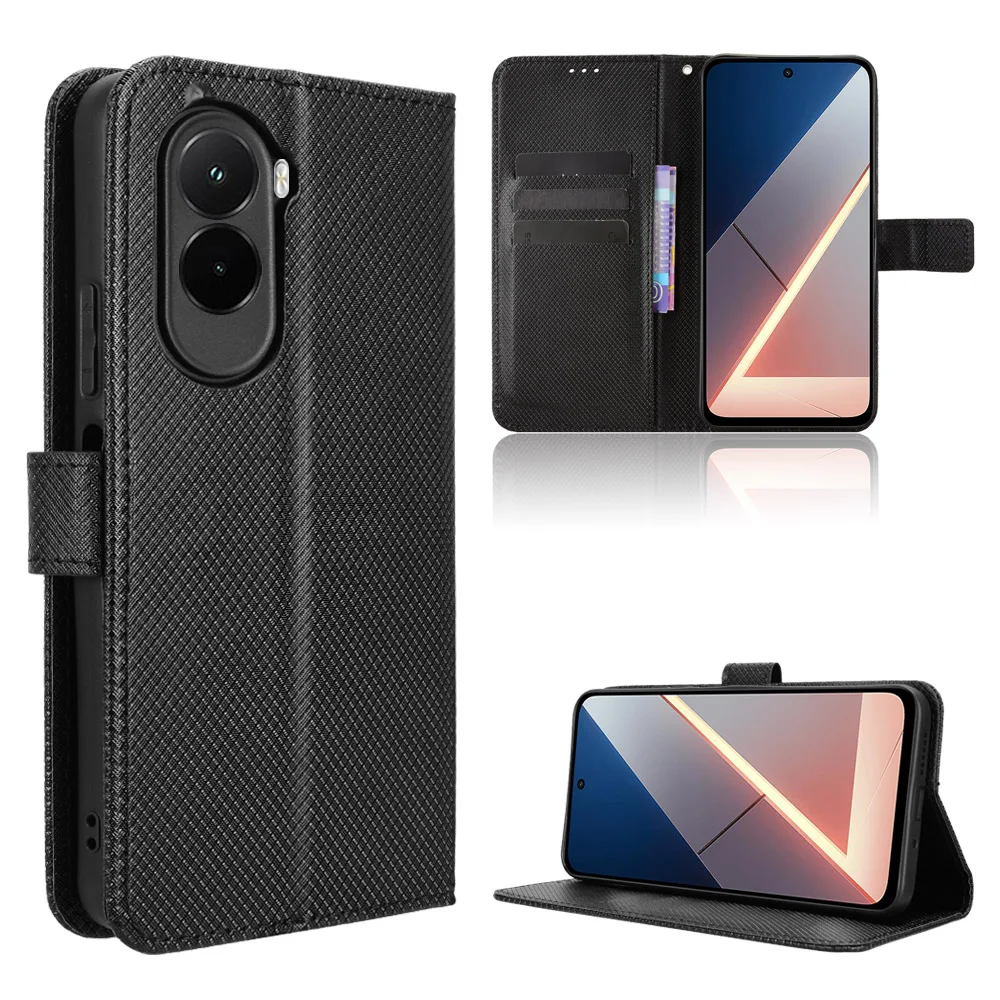 Wallet With Card Slot Stand Flip Leather Case For Xiaomi Poco M7 4G 169mm Anti-fall Strong Magnet Cover