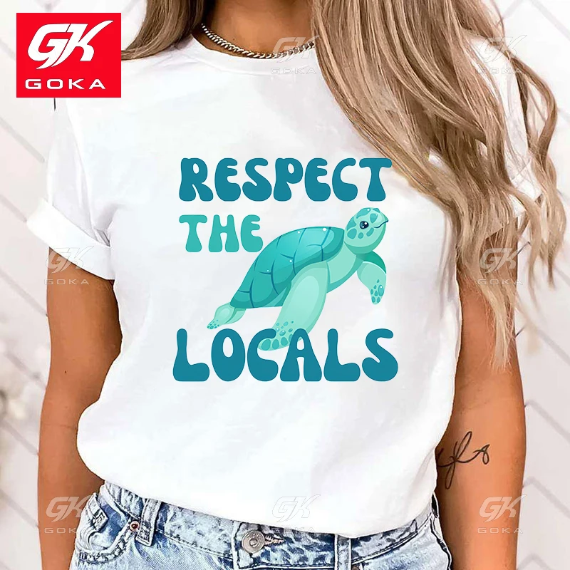 Premium Cotton T Shirt New Protect The Ocean Respect The Locals Letter Print Clothes Women Short Sleeve Fashion Unisex T Shirts