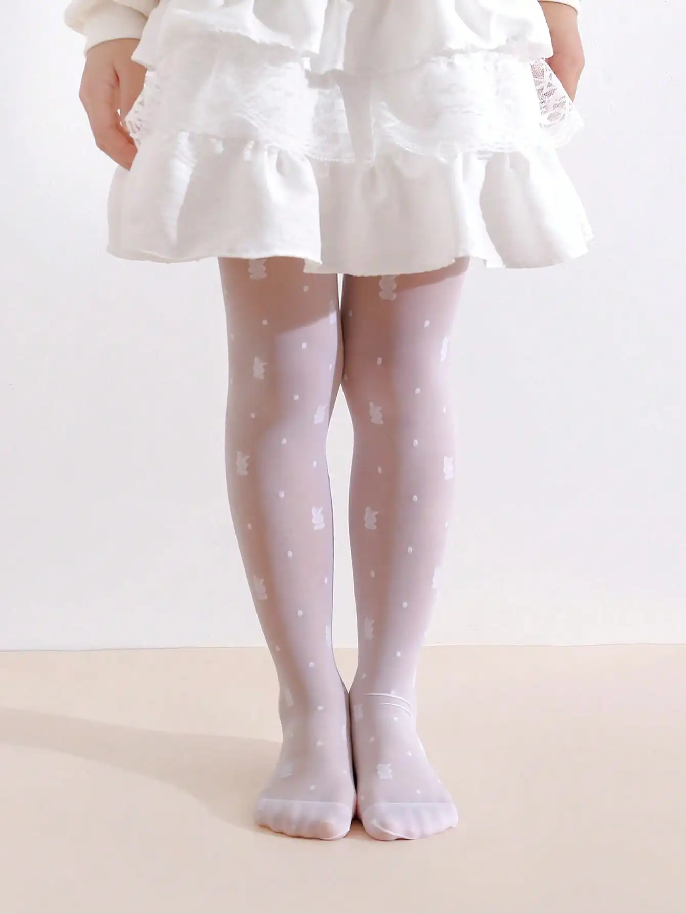 2Pack Toddler Girl Rabbit Print Tights 0-14Y Sun Protection Sheer Elastic Kid Pantyhose for Summer Dress Casual Daily Play Wear - view 3