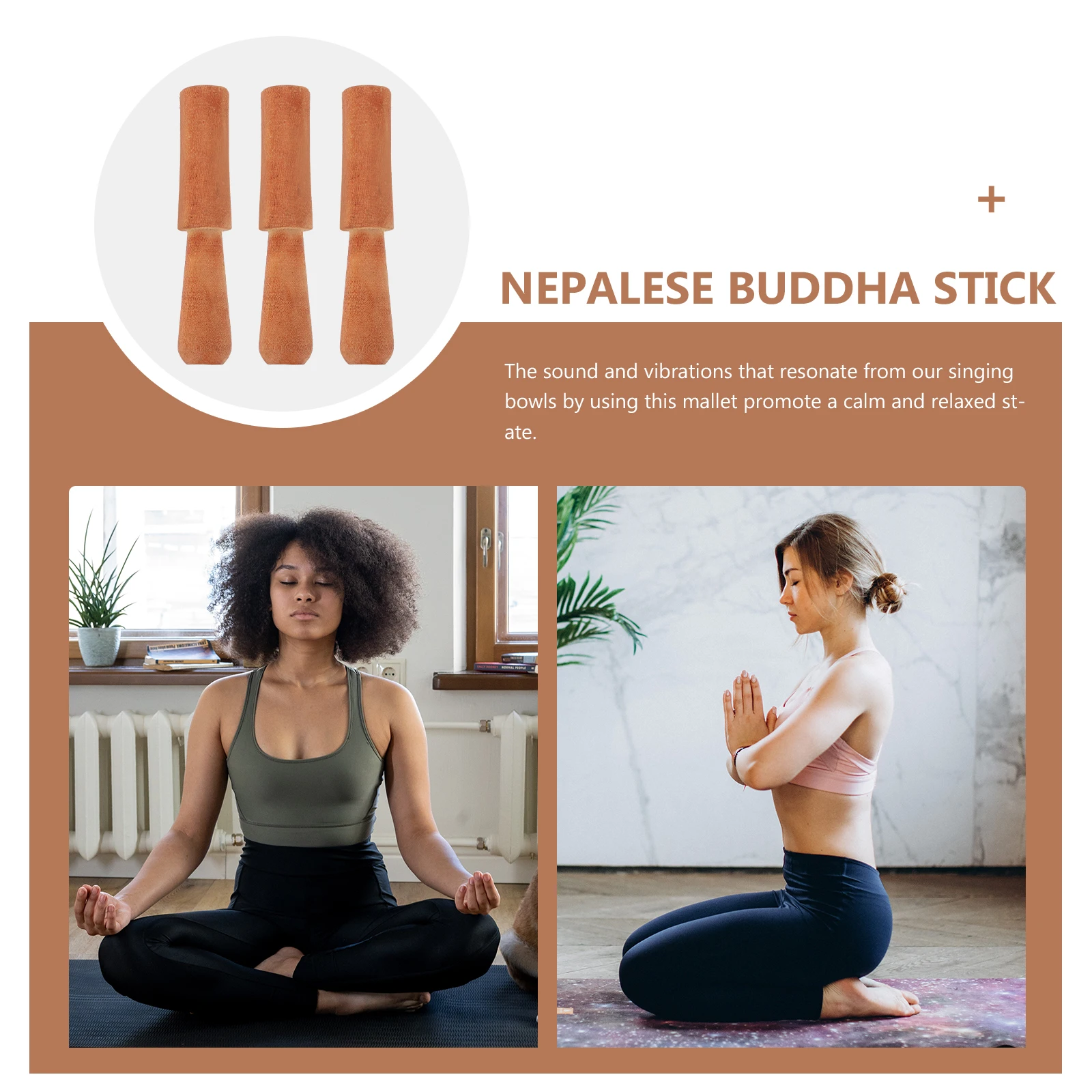 

3 Pcs Buddha Music Bowl Accessories Indoor Singing Meditation Sound Wood Stick Mallet Accessory Hand Hammer