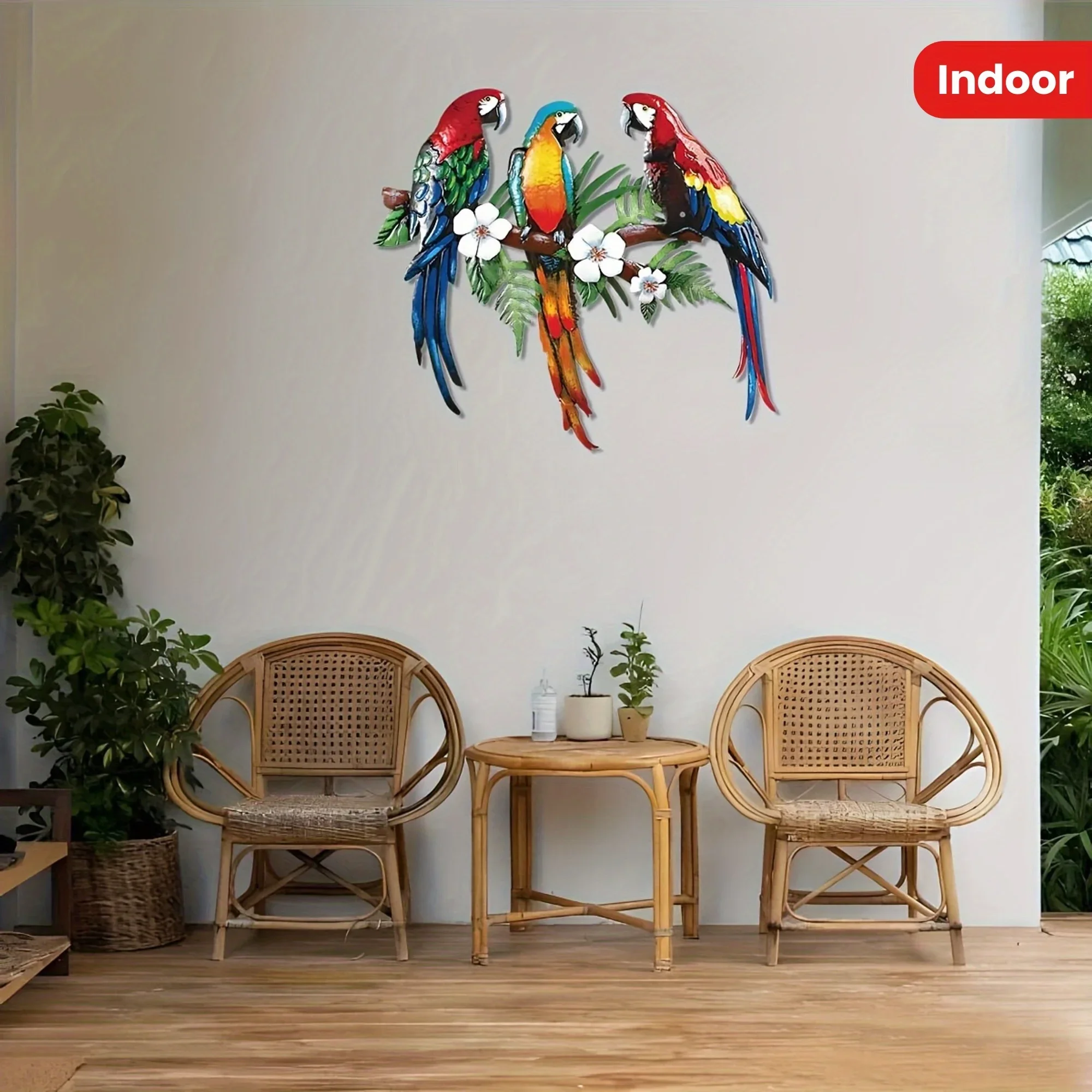CIFBUY 1pc Charming Parrot Metal Wall Art, 11.81 Inch Iron Sculpture With Vibrant Blue Green Red Yellow Feathers, Wall Decor