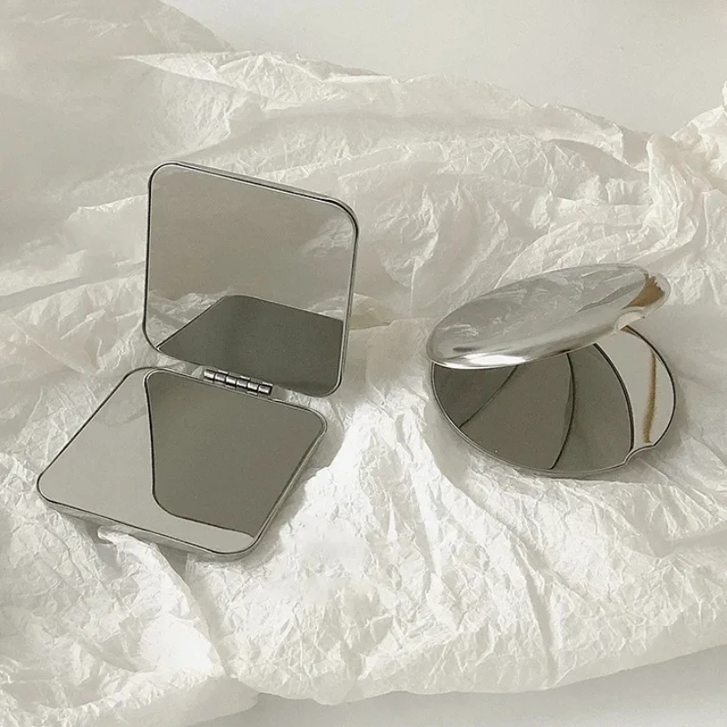 女性用ステンレス製化粧鏡,ポケット,折りたたみ式,手作り,化粧品,小さな美容ツール