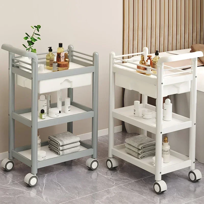 

Hairdresser Trolley With Rollers Cart Salon Furniture Station Wheels Storage Trolly Beauty Tool Mobile Auxiliary Car Barber Tray