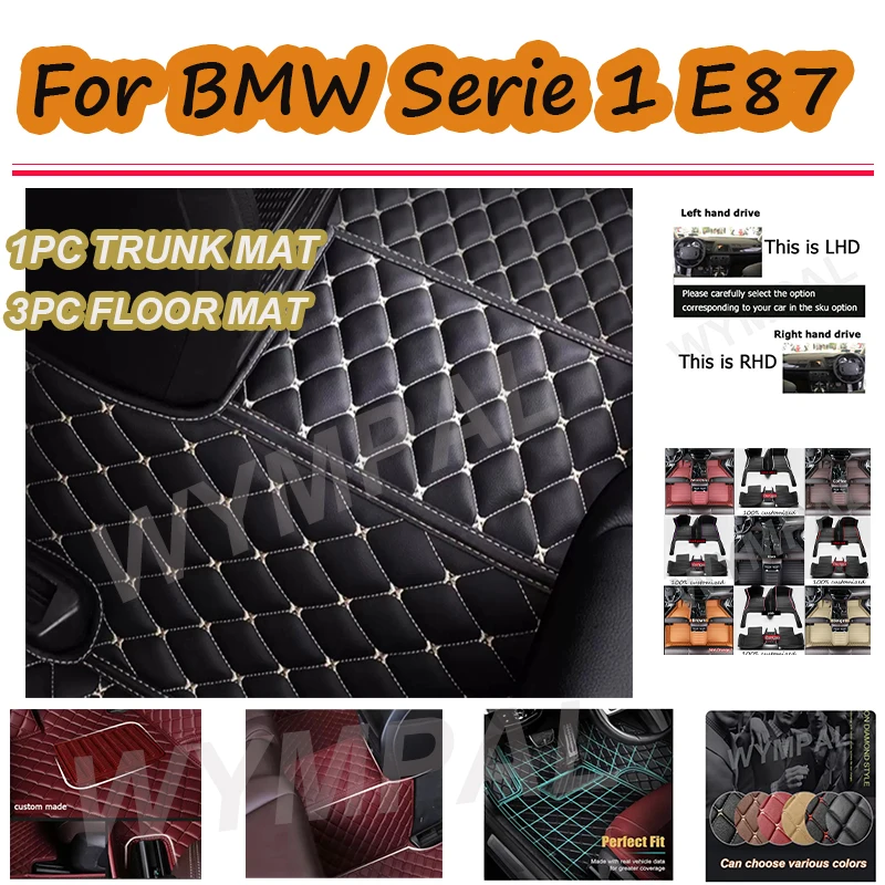 

LUXURY Custom Automotive Car Floor Mats For BMW Serie 1 E87 2007 2008 2009 2010 Auto Luxury Leather