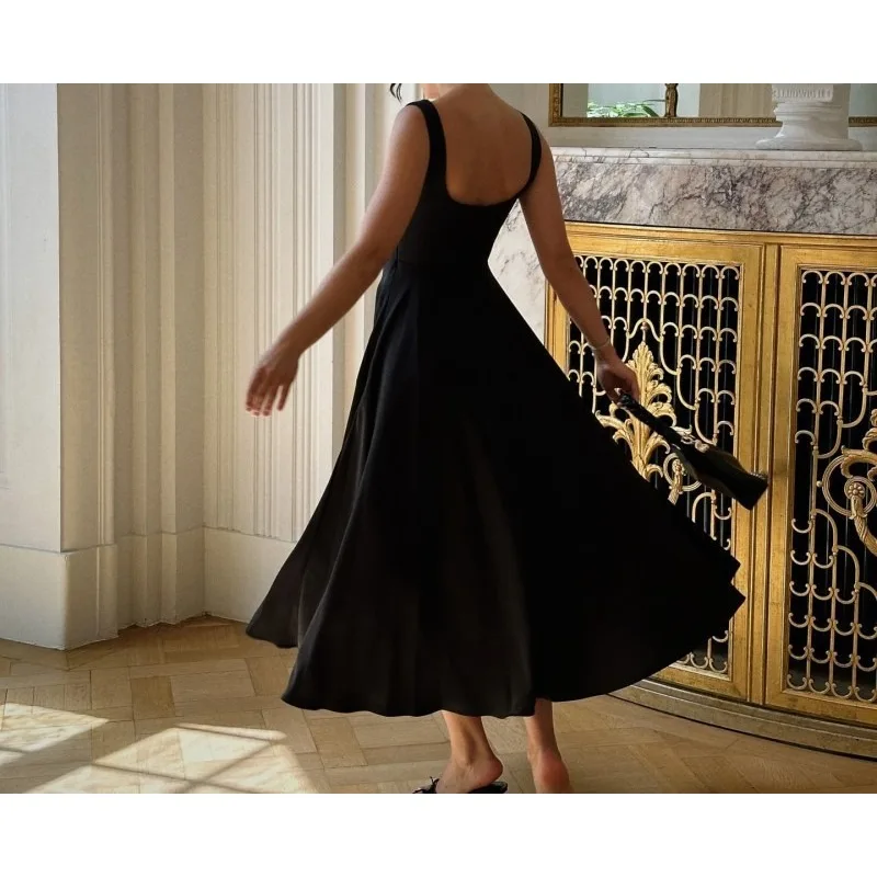 

2026 spring/summer temperament square neck sleeveless waist camisole dress for women
