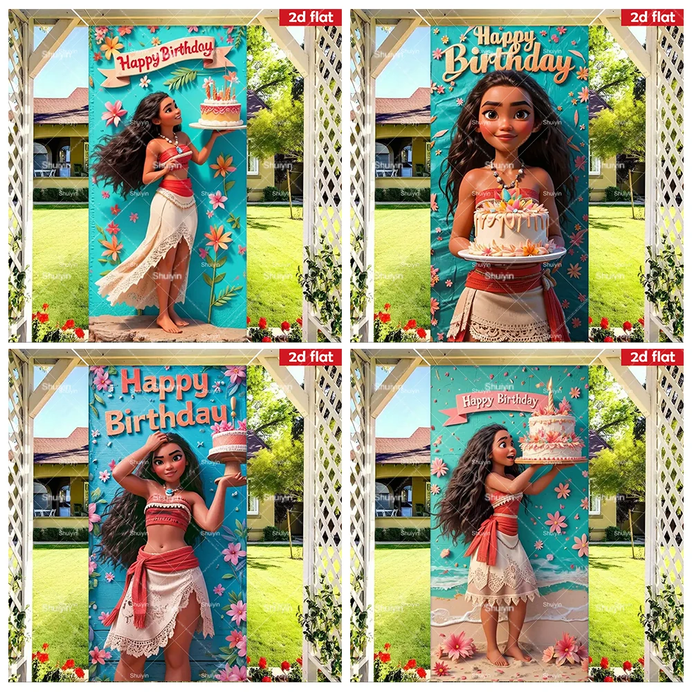 

Disney Moana Door Banner Kids Birthday Party Decorations Gifts Photo Shoot Props Indoor Outdoor Porch Background Decor Supplies