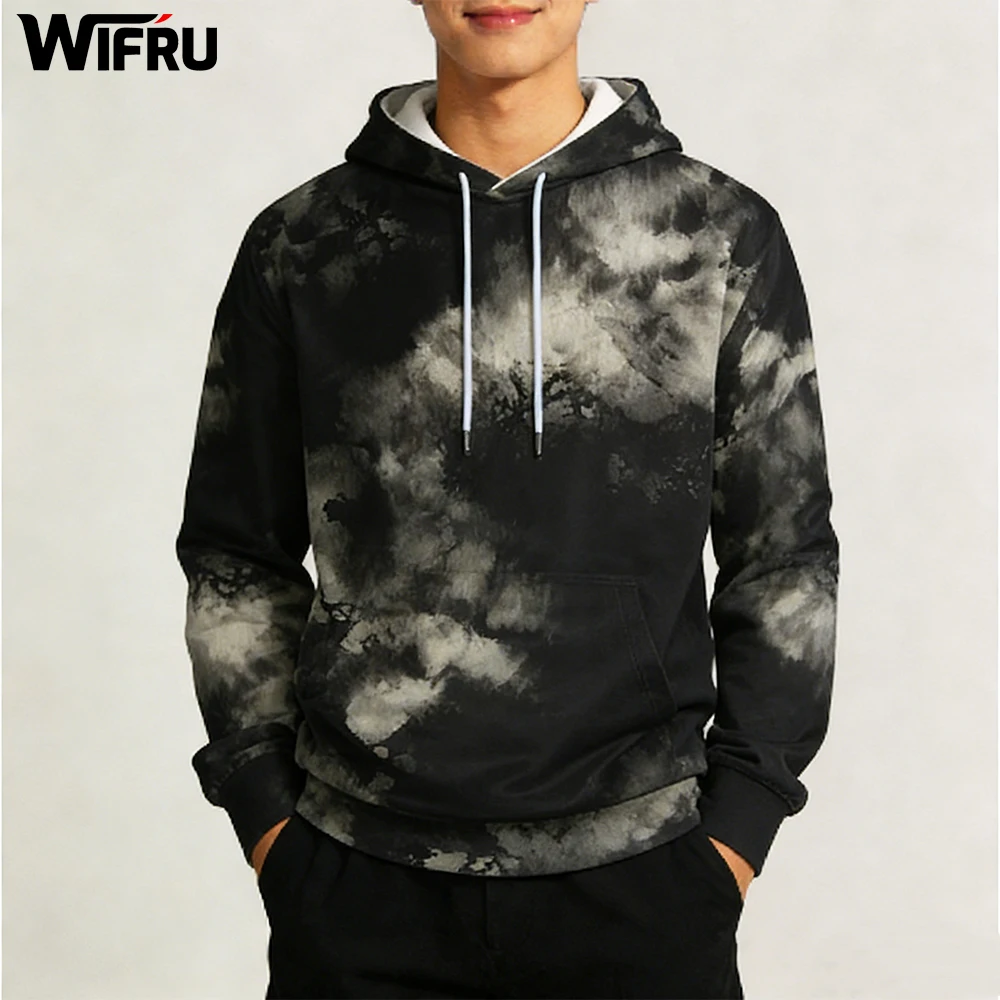 

Модная толстовка с капюшоном и 3D-принтом в стиле тай-дай, мужской повседневный пуловер с длинными рукавами и капюшоном, мужской и женский повседневный уличный топ в стиле Харадзюку
