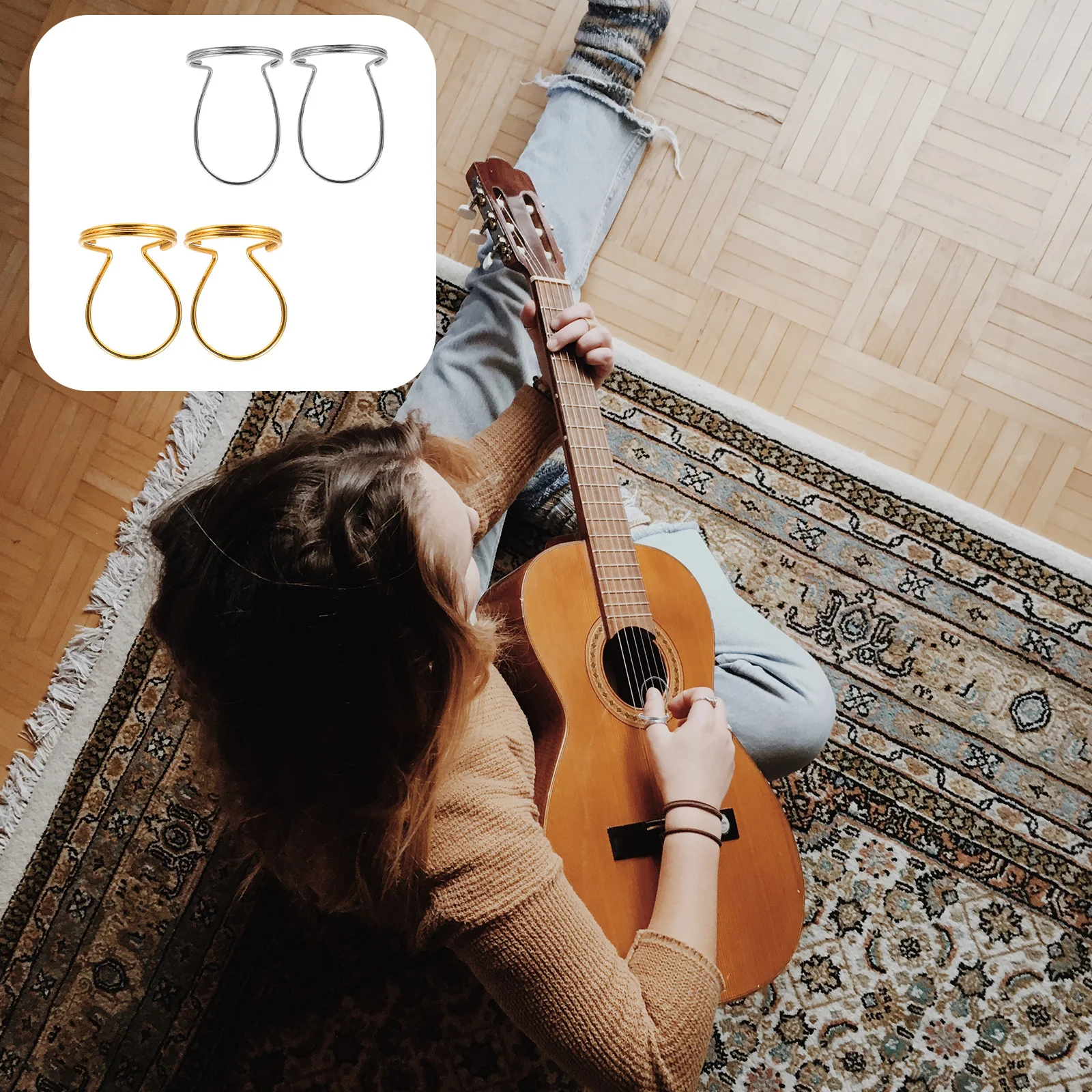 

8pcs Guitar Thumb Picks Metal Finger Protective Picks For Electric Acoustic Guitar Lightweight Durable Instruments Accessories