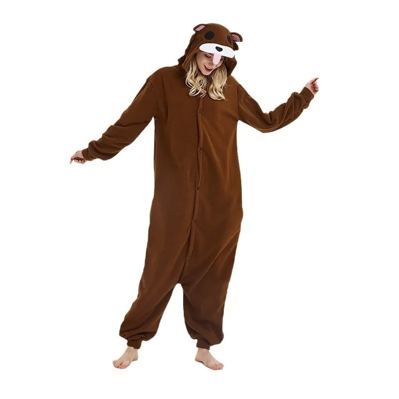 Cartoon Onesies Bear Cosplay Costume Women Pajamas for Halloween Chirstmas Animal Kigurumi Full Body Pijama Couples Homewear