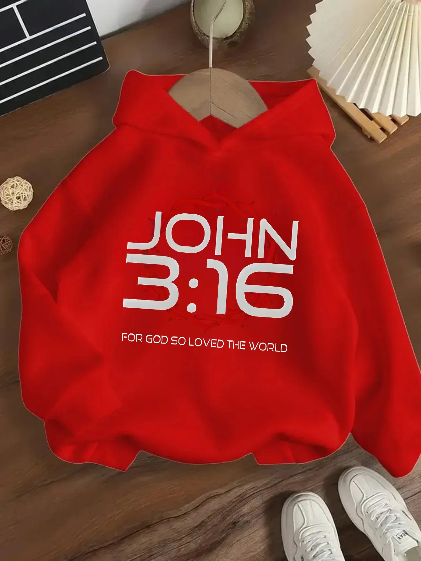New autumn/winter children's Christmas hooded sweatshirt, printed with John 3:16casual style, a perfect Christmas gift for kids.