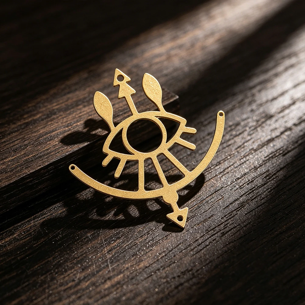 Vintage Brass Hollow Evil Eye Charm Pendant with Multi Holes for DIY Handmade Jewelry Necklace Bracelet Bohemian Ornament Gift