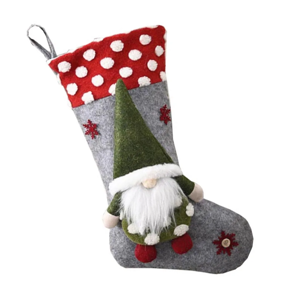 

1pc Christmas Candy Hanging Sock Pendant Stocking Gift Bag For Party Favor Polyester Christmas Decoration Supplies Tree