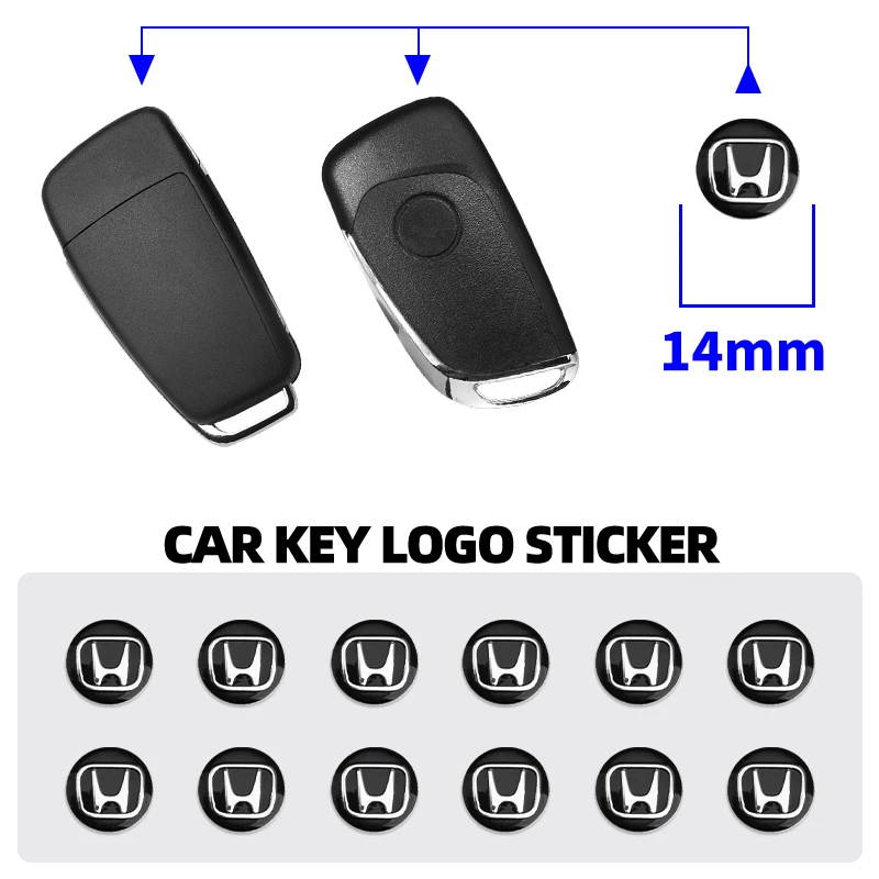 14MM Car Key Sticker Auto Control Keychain Emblem Accessories For Honda Civic Accord Fit CRV Jazz Odyssey Insight Legend HRV