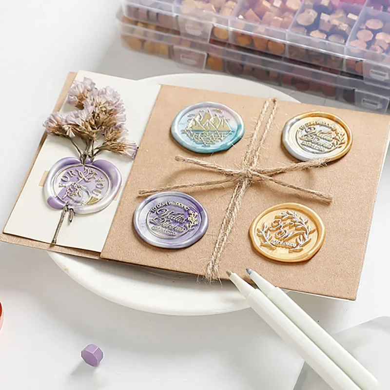 Wax Seal Stamp Set with Wax Pellets, Wax Melting Oven, Envelope, Pen, Candle and Wax Seal Stamp for Envelope Sealing and Decorat