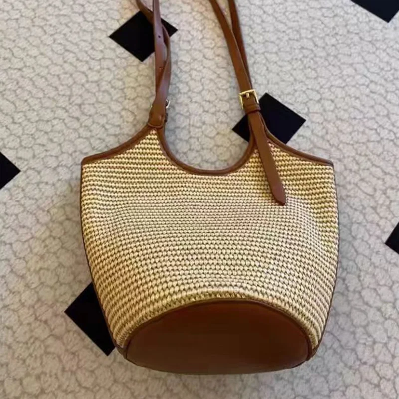

Bucket Straw Woven Bag Popular Niche Design Single Shoulder Woven Armpit Bag Women's Summer Versatile Fashion Highend Women Bag