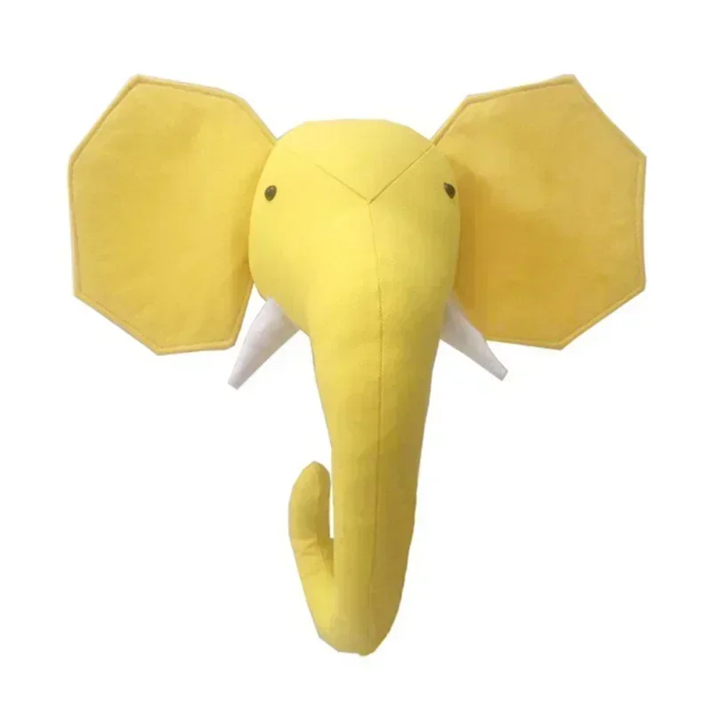 Adorables juguetes de peluche con cabeza de animal en 3D con elefantes, jirafas y cebras, decoración del hogar para colgar en la pared, regalo encantador para niños