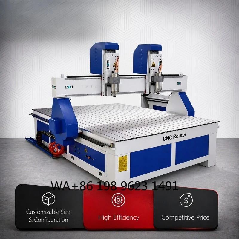 Industrial Grade 1325 CNC Router Dual Independent Spindles High Efficiency Wood Batch Processing Machine