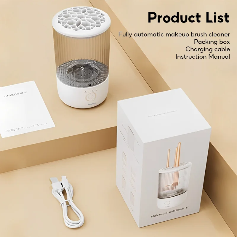 آلة تنظيف فرش المكياج الكهربائية من MeeGoo مع آلة مكياج مطاطية، منظف سريع USB كهربائي، فرشاة تنظيف بياقة فرشاة