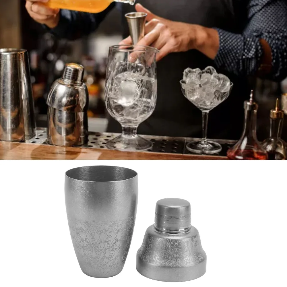 Durable 304 Stainless Steel Boston Shaker Built-in Strainer Cocktail Mixer Bartending Shaker Bar