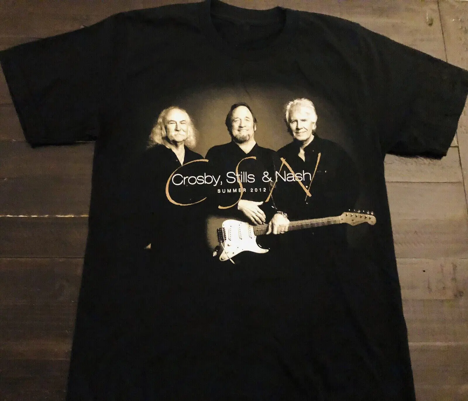 CSNY Crosby Stills Nash and Young Tour Summer 2012 Black All Size Shirt AG552