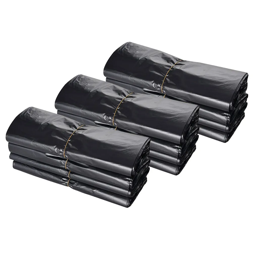 100Pcs Handle Waste Bag Thickened Plastic Household Garbage Trash Bag Black Large Capacity Leak Proof Vest Style